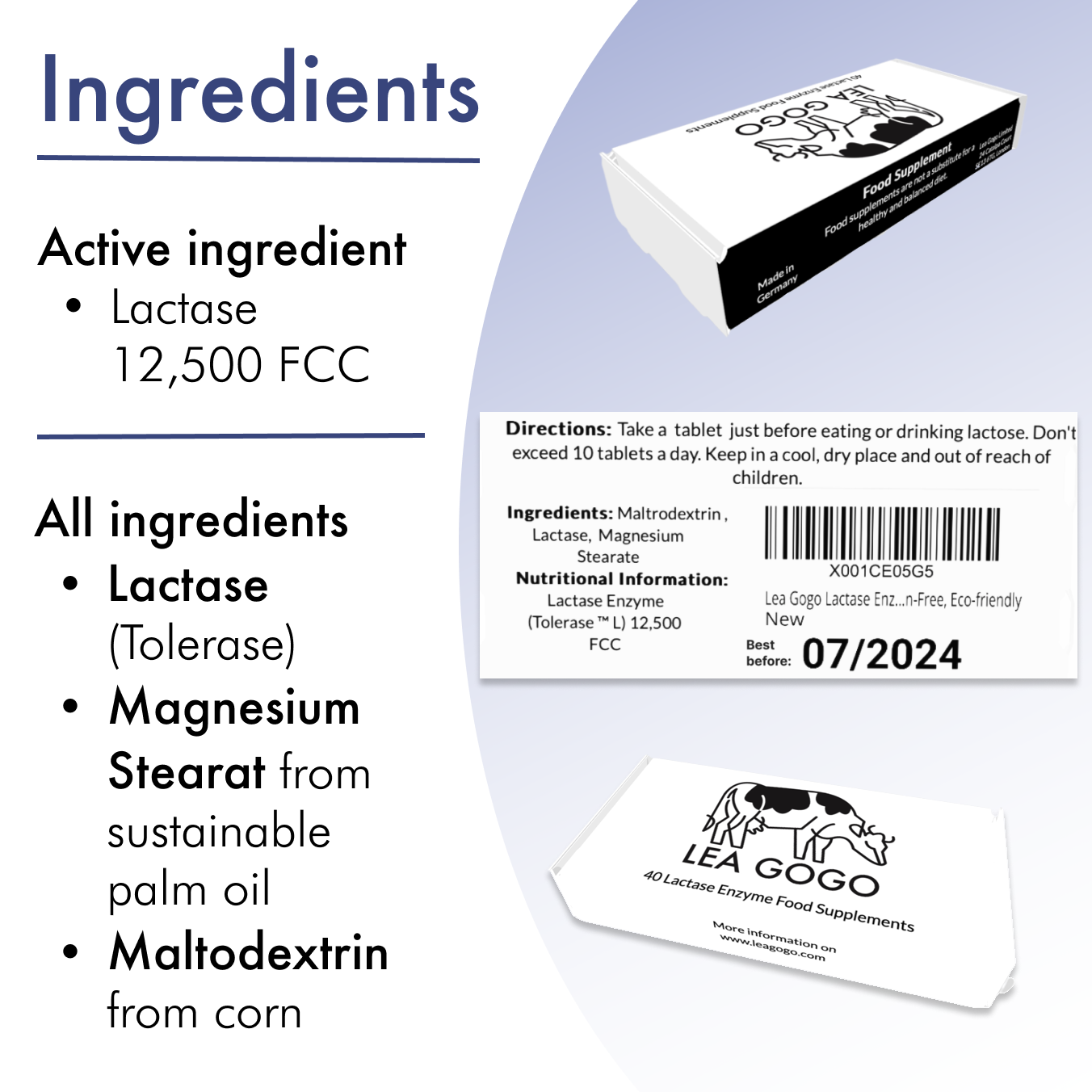 Lactase supplements sample of 5 tablets to try